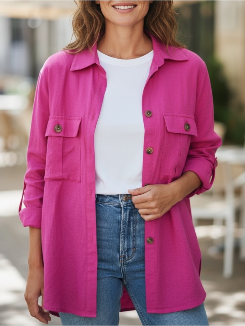 stradivarius Hot Pink Utility Jacket